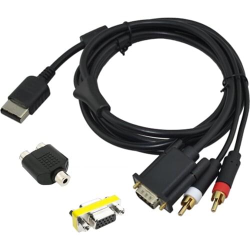 50pcs High Definition VGA Cable RCA Sound Adapter HD Box Cable For Sega Dreamcast Video Games Console PAL NTSC