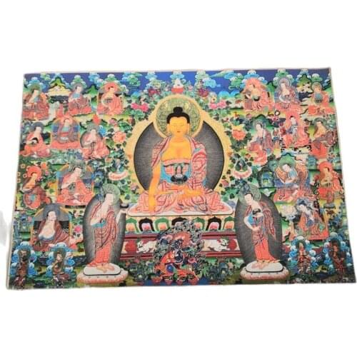 China Old Tibet Paper Thangka Like Hanging Painting Fengshui Tibetan Buddha