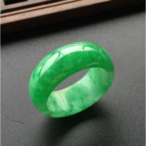 Natural Green Jade Ring Jadeite Amulet Fashion Chinese Charm Jewelry Hand Carved Crafts Luck Gifts Women Men