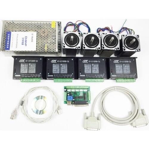 CNC Router Kit 4 Axis, 4pcs 1 axis TB6600 driver +one interface board + 4pcs Nema23 312 Oz-in stepper motor + one power supply