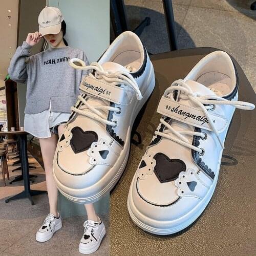 Cute lolita Sneakers Women Breathble Vulcanized Shoes Woman Pu Leather Women Casual Shoes Dames Sneakers Tenis Feminino 2021