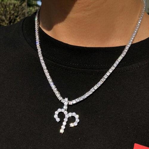 Iced out zodiac pendant with tennis chain