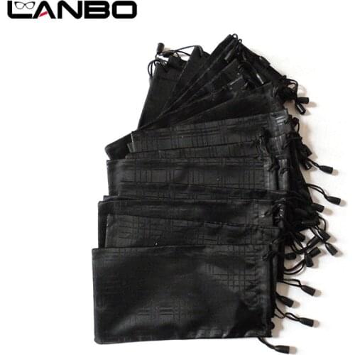 LANBO 100 pcs/lot Glasses Case Soft Waterproof Plaid Cloth Sunglasses Bag Glasses Pouch Black Color Wholesale Good Quality S11