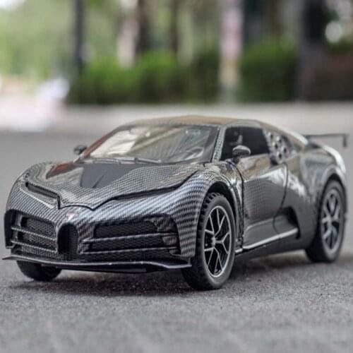 1:32 Bugatti Alloy Car Diecast Carbon Fiber Pattern Pull Back Light Model Metal Sports Car Simulation Collection Toys for boys