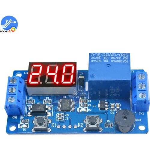 DC 12V Delay Relay Module Digital LED Display Time Delay Relay Control Switch Board 2 key Button with Buzzer