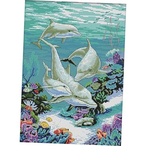 Animals Dolphins Counted Cross Stitch kits for Adults 11CT Needle Crafts