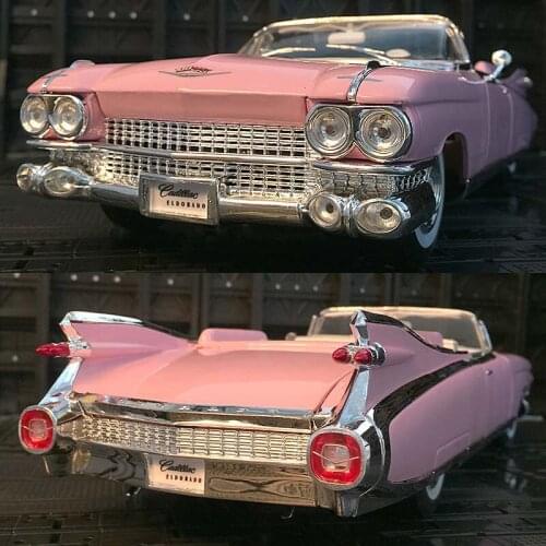 New Maisto 1/18 For Cadillac 1959 Diecast Model Car Kids gifts Collection Display Ornaments Pink Metal,Plastic,Rubber