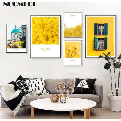 Scandinavian Style Landscape Wall Paintings Yellow Wall Art Decorative Painting for Living Room Home Decor Poster