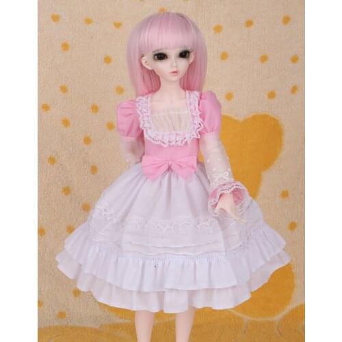 1/3 1/4 1/6 BJD SD Doll Dress Clothes Fashion Style Pink With White For Toy Dress Accessories