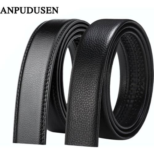 Fashion Mens Business Style Black Leather Strap Matching Automatic Buckle Belts Top Quality Belts For Jeans without Buckle