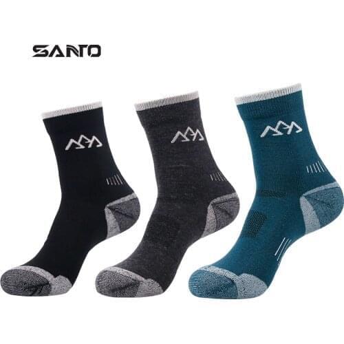 SANTO 2 Pairs S017 High Quality Men Wool Thick Socks Wicking Breathable Deodorant Anti-Mite Thermal Sports Footwear