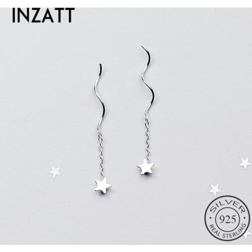 INZATT Hot Sale Authentic 925 Sterling Silver Dangle Drop Earrings Star Tassel Twist Stick Bar For Elegant Women Fine Jewelry