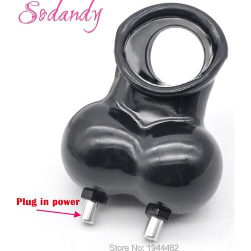 SODANDY Electro Sex Male Ball Cage Silicone Penis Ring Testicle Stretcher Electrical Scrotum Bondage Harness Electric Cockring