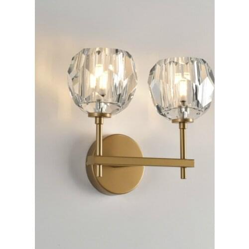 Modern Minimalism Wall Lamp Crystal Art Bedroom Bedside E27 Wall Lamp Nordic Living Room Decoration Wall Sconce Light Fixture