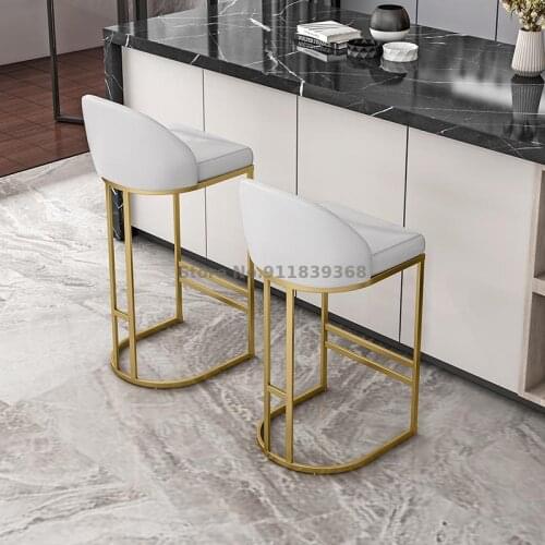 Nordic Bar Chair Family High Stool Back Front Desk Chair Modern Simple Luxury High Stool Bar Chair Bar Stool