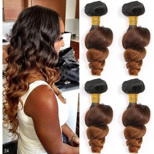 Ombre Loose Wave Bundles 1B 4 27 30 Loose Curly Hair 3 4 Bundles Deal Ombre Human Hair Bundles Remy Brazilian Hair Weave Bundles