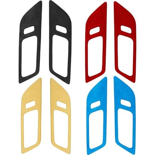 Suede Wrapping ABS Plastic Door Handle Trim Cover Decoration for Ford Mustang 2015-2019 Automobile Interior Accessories