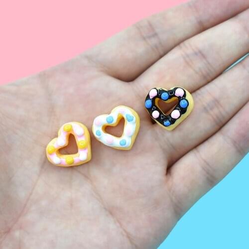 10/20Pcs Kawaii Love Heart Resin Donuts Flat Back Cabochons Scrapbooking DIY Jewelry Craft Decoration Dollhouse Accessories H18
