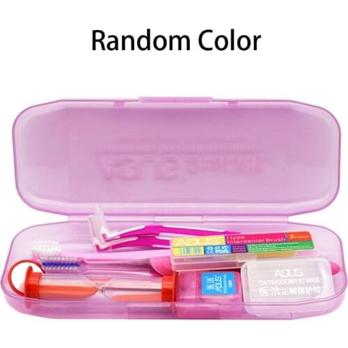 10Pcs/Set Professional Orthodontic Toothbrush Interdental Brush Floss Brace Protection Wax Mirror Oral Care Tools Kit Portable