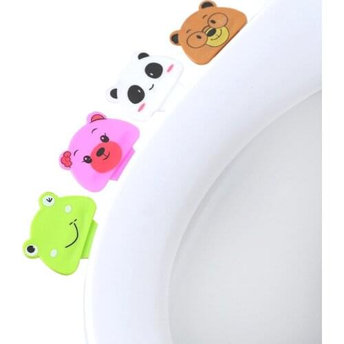 2Pcs Self-Adhesive Sit Implement Cover Lifting Device Cartoon Animal Toilet Lid Handle Bathroom Accessories Toilet Seat Lifters