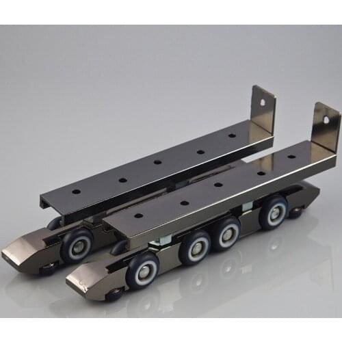 2pcs Light Sliding Door Roller 4 Wheels Home Room Wood Door Hanging Wheels Rail Track Pulley Bathroom Kitchen Furniture Hardware