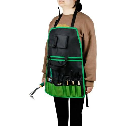2 In 1 Garden Apron Gardening Tote Bag with Pockets Zip Waterproof Tool Bag Electricians Repair Kit Thick Fabric Tool Belt Bag