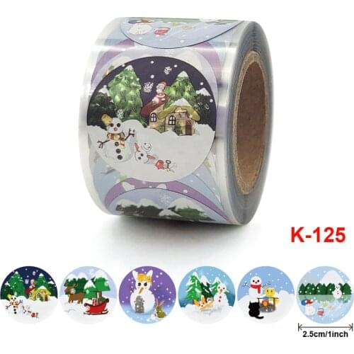500Pcs/Roll 1 Inch Christmas Theme Snowman Pattern Stickers Envelope Baking Seal Labels Kids Gifts Box Package Decor Sticker