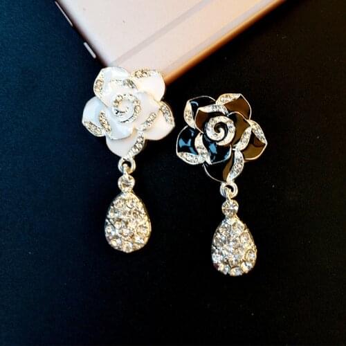 6pcs/lot 2.4cm*4.7cm Camellia Flower pendant Cell Phone Case DIY Alloy Decoration Charms