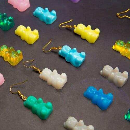 97QE Crystal Epoxy Resin Mold Bear Candy Pendant Casting Silicone Mould DIY Crafts Jewelry Making Tool