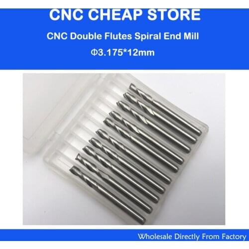Free Shipping 10pcs Carbide CNC Router Bit Two Flutes Spiral End Mill Double Flute Milling Cutter Spiral PVC Cutter 3.175mm*12mm