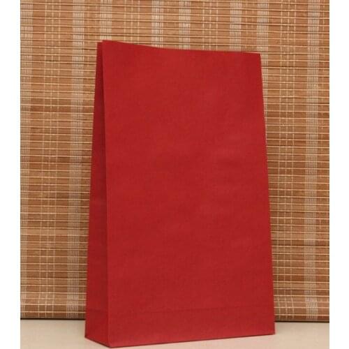 Free Shipping 100pcs/lot Red Kraft Paper Bag 23x12x7.5cm Snacks Candy Gift Packaging Bag Cute Paper Gift Bags For Boutique