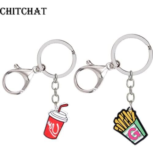 1PS Resin Mini Cute French Fries Cola Red Fallout Keychain Mobile Shell Bag Accessories Kids Christmas Gift Delicate