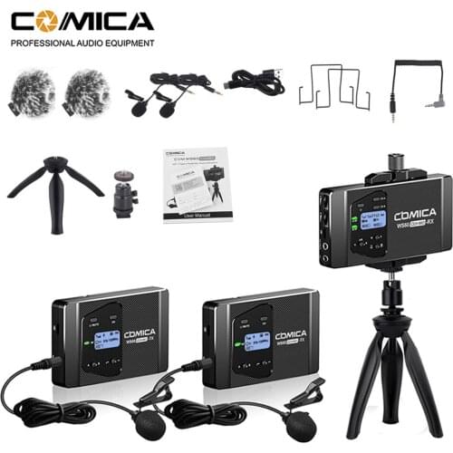 CoMica CVM-WS60 COMBO 1-Trigger-2 Flexible Mini Wireless Microphone System(Two Transmitters One Receiver) for Smartphone Cameras