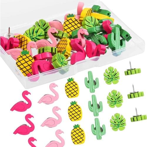 MOGII Office Flamingo Pineapple Cactus Palm Leaf Push Pins Decorative Thumb Tacks Cute Pushpins Drawing Pins for Cork Board