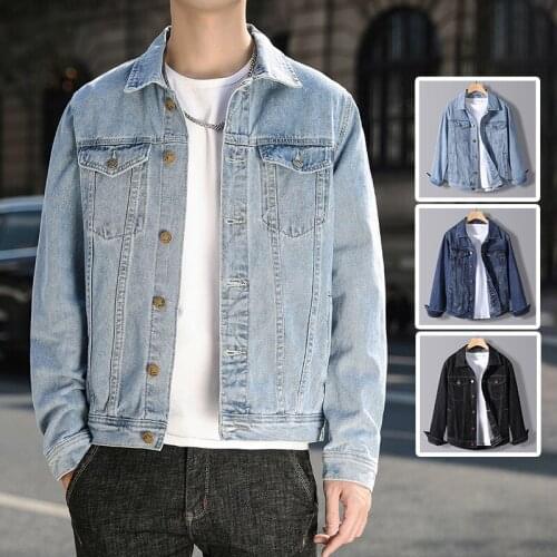 New 2021 Cotton Denim Jacket Men Casual Lapel Single Breasted Jeans Jacket Men Autumn Slim Fit Quality Mens Jackets Coat Male