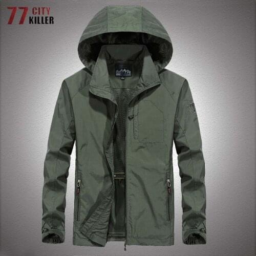 Big Size Military Waterproof Jacket Men Spring Autumn Men Casual Windbreaker Jackets Mens Outdoor Breathable Thin Hooded Coats