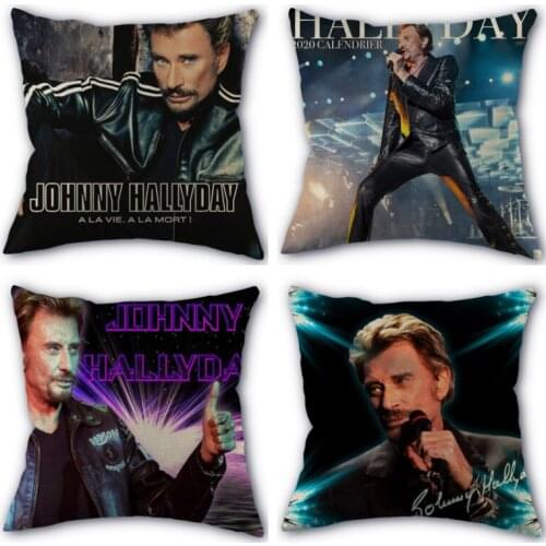 Johnny Hallyday Pillowcase Linen Cotton Fabric Pillowcases Wedding Pillow Cover Home Decorative Size 45x45cm One Side Not Fade