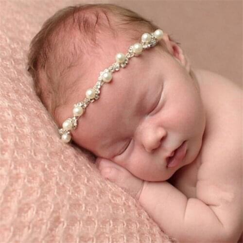 New 2020 1 PC Newborn Jewelry Crystal Headband Bling Pearl Rhinestone Headband Kids Girls Photography Props For Gift