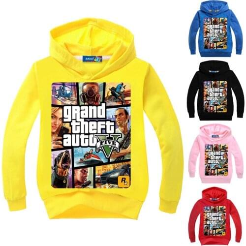 2-15Y Newest GTA 5 Boys Jacket Girls Hoodies and Sweatshirts Hooded Kids Casual Fashion Clothing Cartoon Printing Coat Outwear