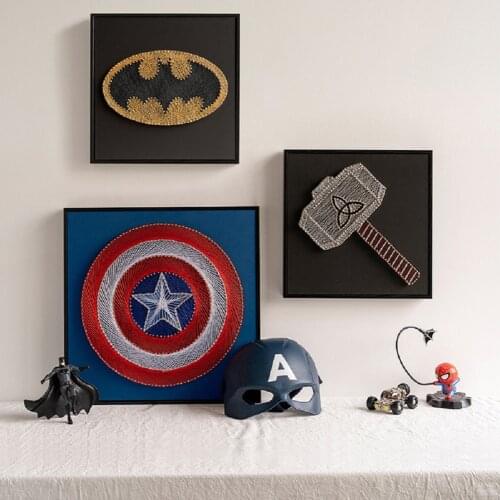 3D yarn painting String drawing String Art decompression parent-child DIY handmade material package Childrens gift Super hero