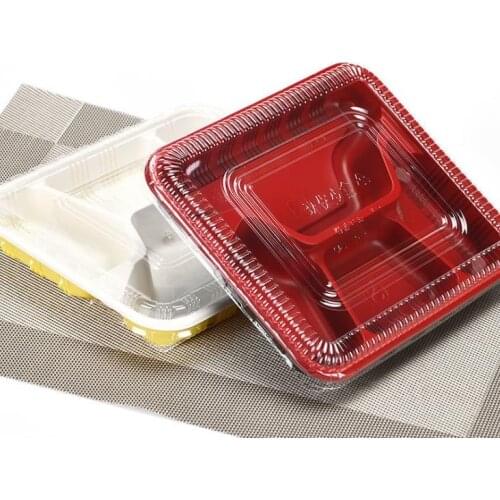 Disposable Take Out Containers 4 Grid Plastic PP Lunch Box Fast Food Packing Storage Container with Lids SN634