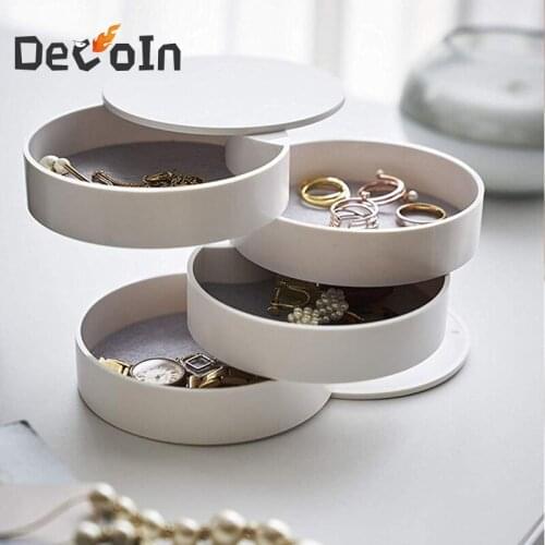 Jewelry Organizer 4 Layer Rotary Box Protable Multi-function Makeup Organizer Storage Rangement Box