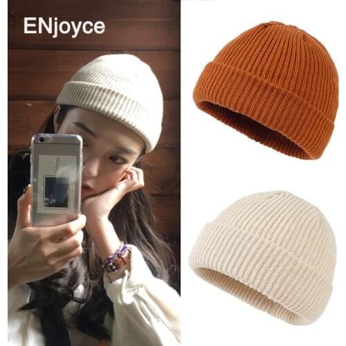 Autumn Winter Retro Melon Hats Unisex Fashion Khaki Muti-Color Landlord Hats Hip Hop Caps Men Dome Warm Short Knitted Hat