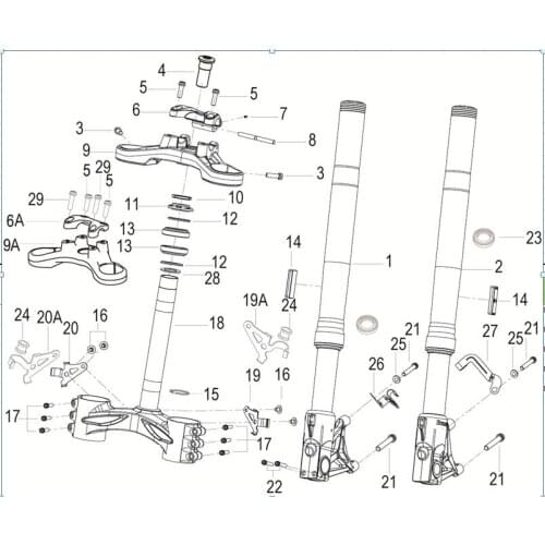 FRONT FORK ASSY. front shock absorber Triple Tree / Steering Stem /Steering Column page of Benelli BJ600GS BJ600GS-A