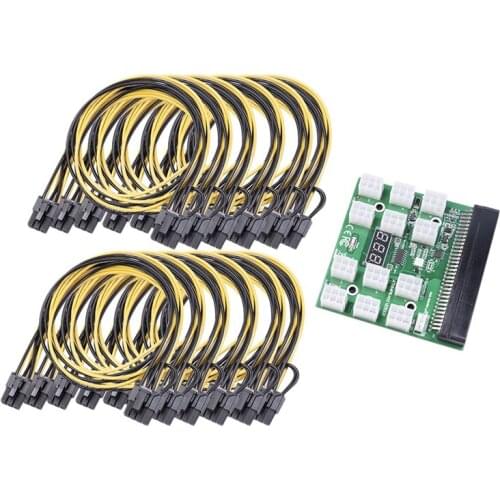 Power Conversion Board ,12 Ports Server Power Conversion Board 12Pcs 6Pin Power Cord with Toggle Switch
