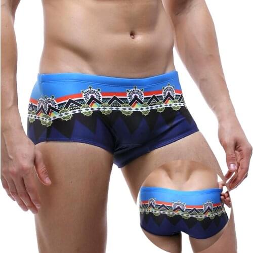 Beach Wear Ethnic customs Hawaiian men swimming trunks Geometric pattern Swimwear Men younger slips hombre surfing beach shorts