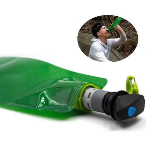 Portable Outdoor Folding Water Bottle Drinking Purifier Wild Water Purifier 750ml L Folding Purifying Water Vial Cup Bag