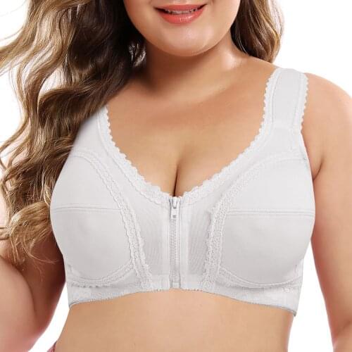 Vgplay Front Closure Everyday Braletee Adjusted-Straps Wire Free Solid Lace Back Drop Shipping Unlined Full Cup Floral Underwear