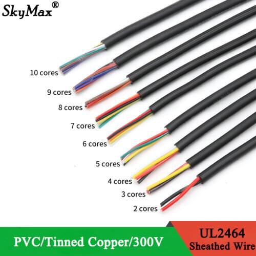 5M 10M UL2464 Sheathed Wire 30 28 26 24 22 20 18 16AWG Copper Signal Cable 2 3 4 5 6 7 8 9 10 Cores Soft Electronic Audio Wires
