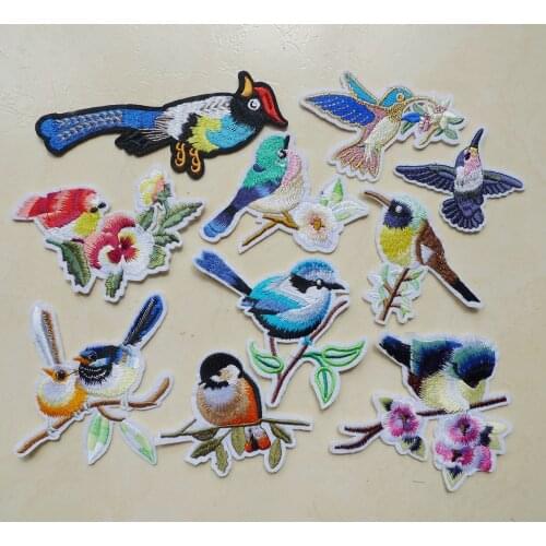 Bird With Flower Iron On Patches For Clothing Embroidery Applique DIY Hat Coat Dress Accessories Clothes Sticker Stripes Badge